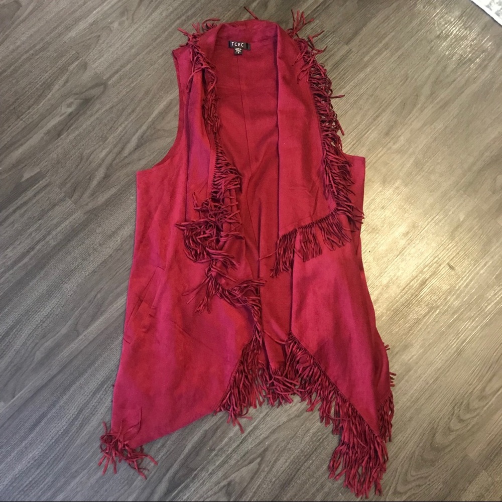 Maroon Fringe Vest